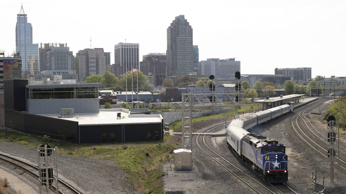 Wake County leaders heard a presentation about a proposed commuter rail that would connect Johnston, Wake and Durham counties. It would be built along existing rail lines, such as this Amtrak line in Raleigh, NC.
