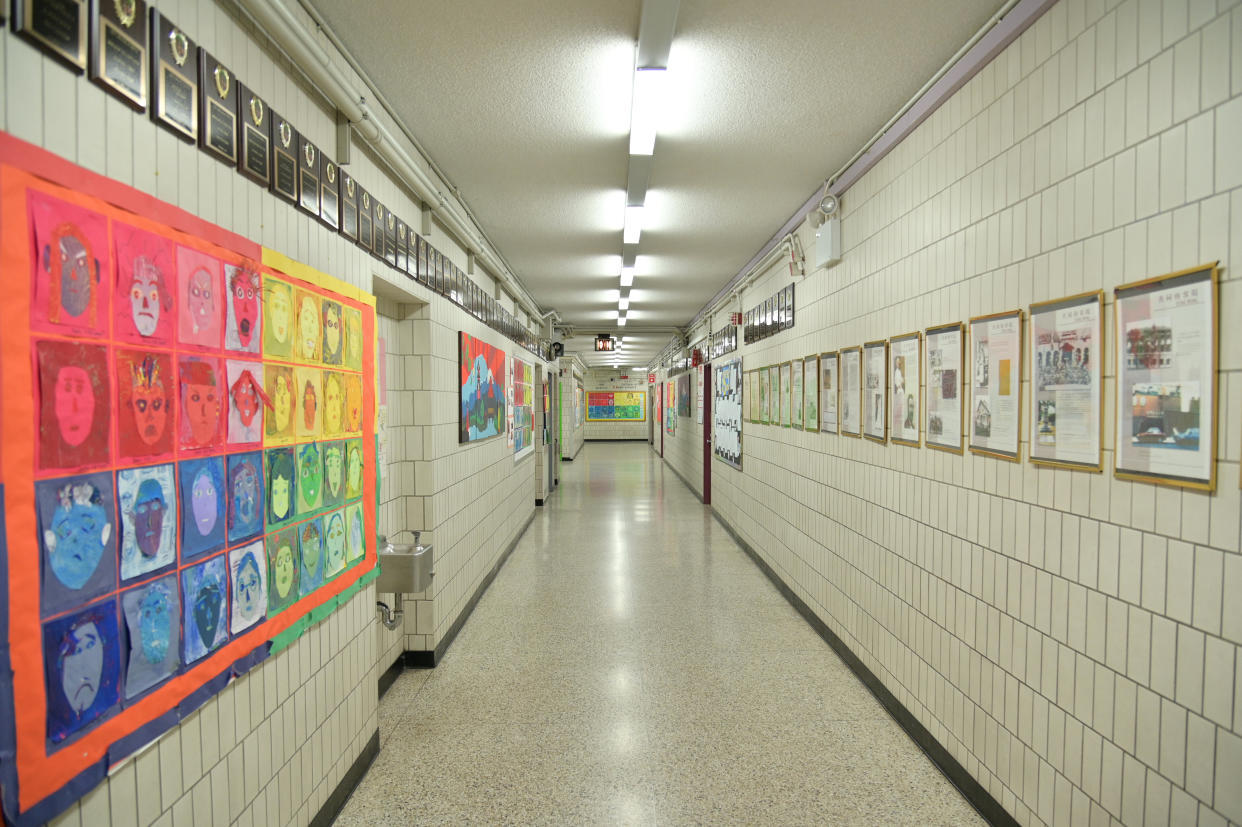 An empty hallway at Yung Wing School P.S. 124 in the Manhattan borough of New York City. Public schools in New York City have been shut down until at least until April 1 amid the spread of coronavirus. (Photo: Michael Loccisano via Getty Images)