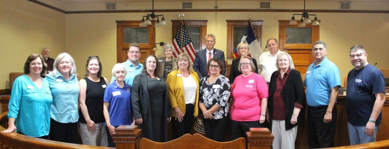 Representative from serving centers in Leander, Georgetown, Bartlett/Granger, Liberty Hill, Williamson/Burnet counties, Round Rock and Taylor are recognized at Williamson County Commissioner Court meeting on Nov. 7.