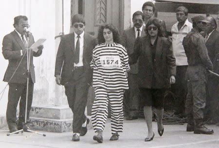 Shining Path rebel Maritza Garrido Lecca is shown to the press after her arrest, in Lima, Peru September 12, 1992. Picture taken September 12, 1992. REUTERS/Mariana Bazo