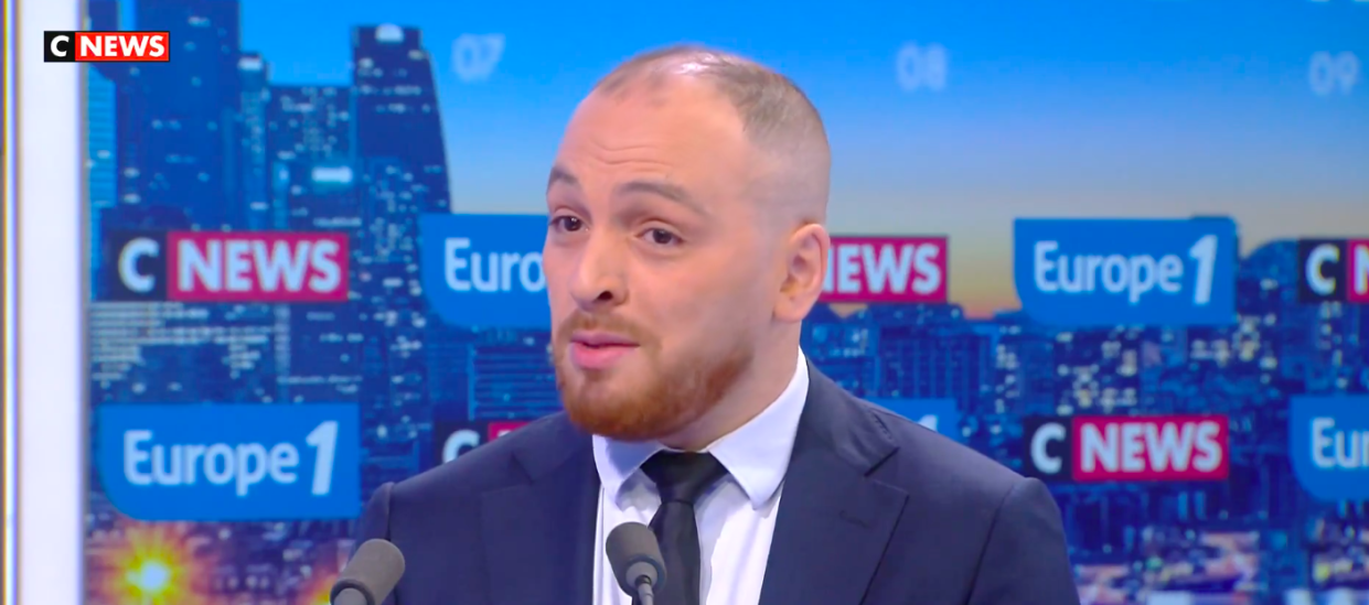 Matthieu Valet, policier et ex-syndicaliste, annonce sur CNews ce 9 avril rejoindre la liste du Rassemblement national pour les européennes.