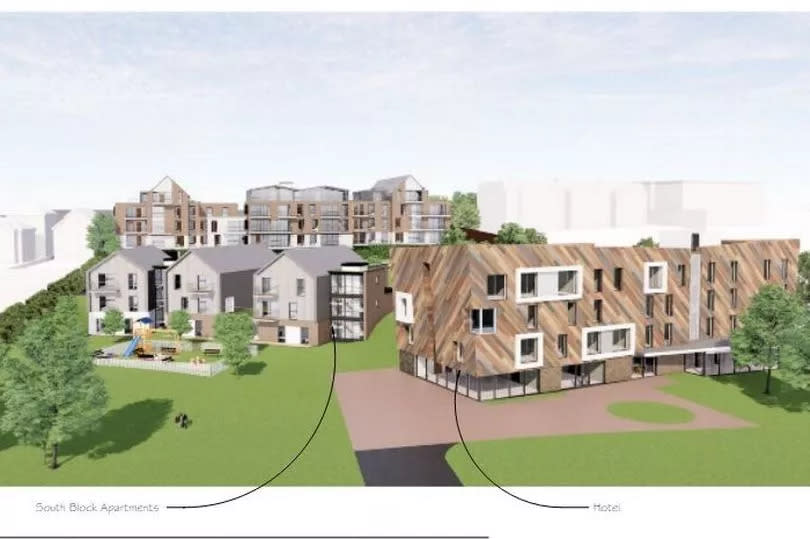 The proposed site view from the south if Devoncourt Hotel is demolished -Credit:Ara Architecture