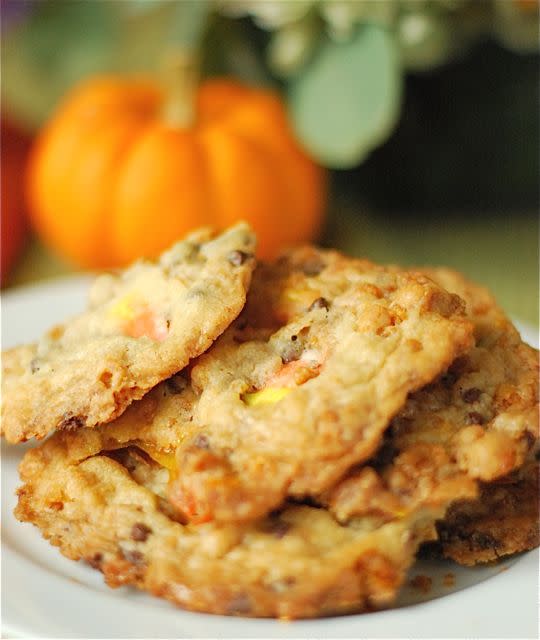 Candy Corn Cornflake Cookies