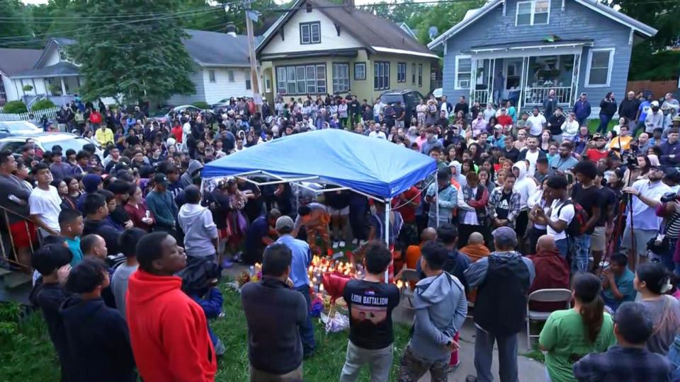 PHOTO: A vigil for 13-year-old Nyah Mway was held in Utica, N.Y. June 29, 2024. (ABC News)