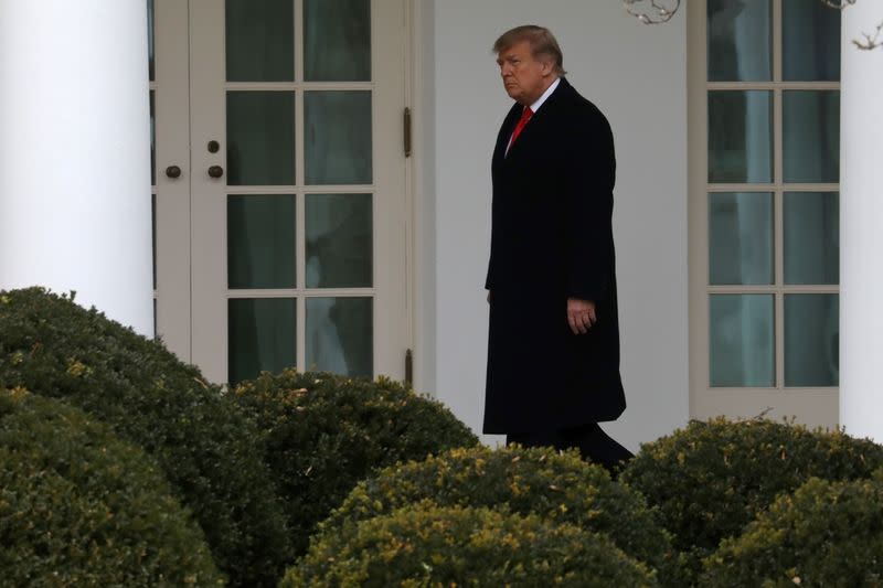 U.S. President Trump returns to the White House with the First Lady