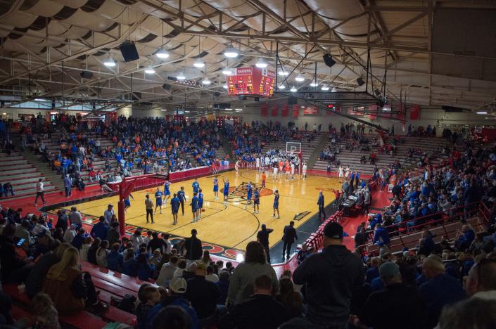 Memorial Gym in Huntingburg, Ind. host the IHSAA Class 3A Boys Basketball Regional semifinals Saturday, March 9, 2019. 