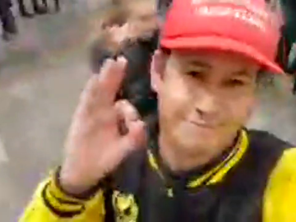 In shaky live-stream footage posted to other supporters, backers of the far-right group could be seen making hand gestures associated with white nationalism: Facebook