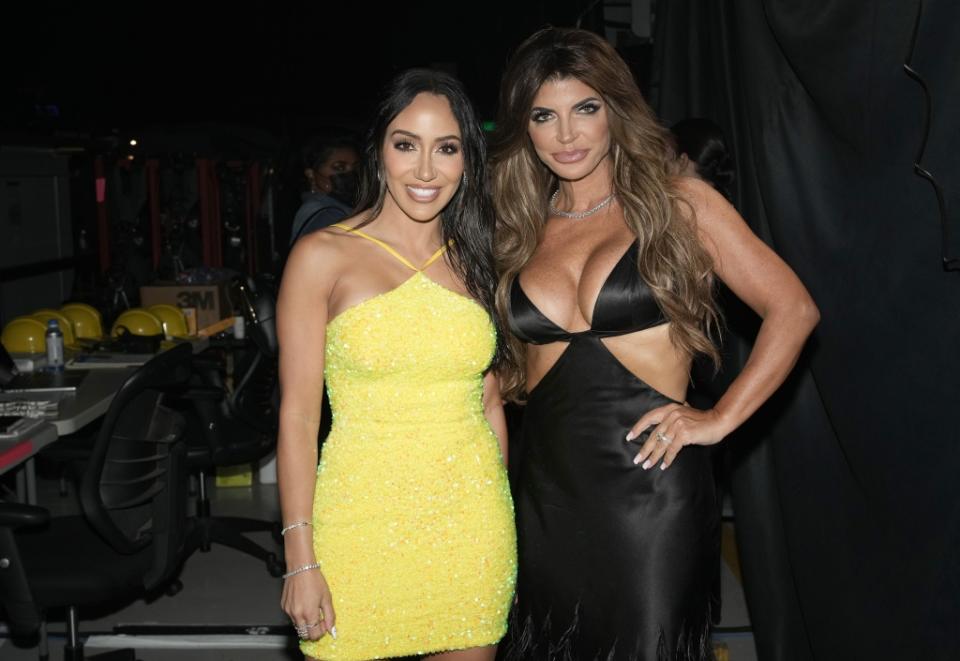 SANTA MONICA, CALIFORNIA: In this image released on June 5, Melissa Gorga and Teresa Giudice attend the 2022 MTV Movie & TV Awards: UNSCRIPTED at Barker Hangar in Santa Monica, California and broadcast on June 5, 2022. (Photo by Jeff Kravitz/Getty Images for MTV)