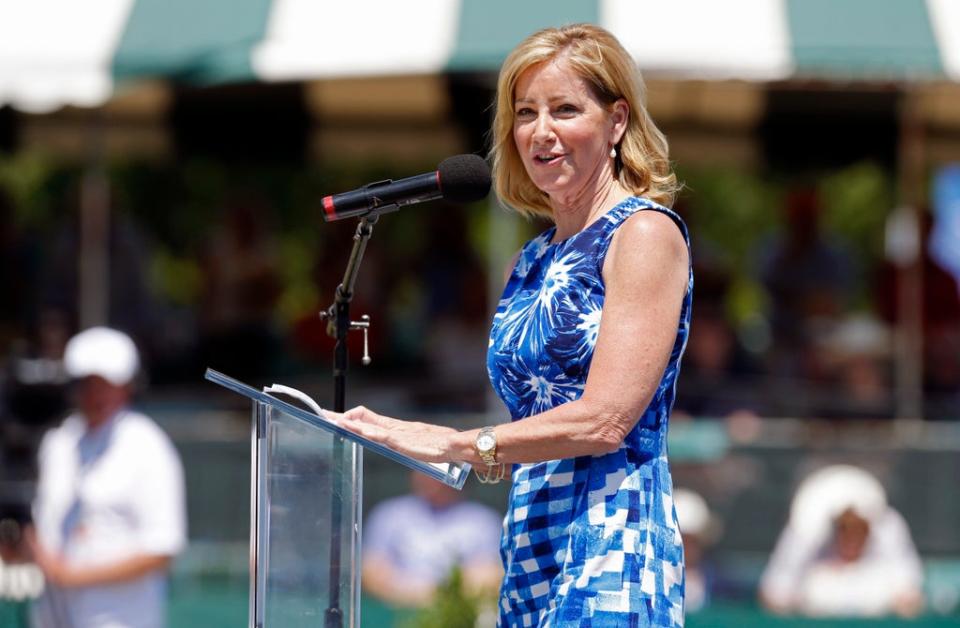 Chris Evert Cancer Tennis (Copyright 2022 The Associated Press. All rights reserved.)