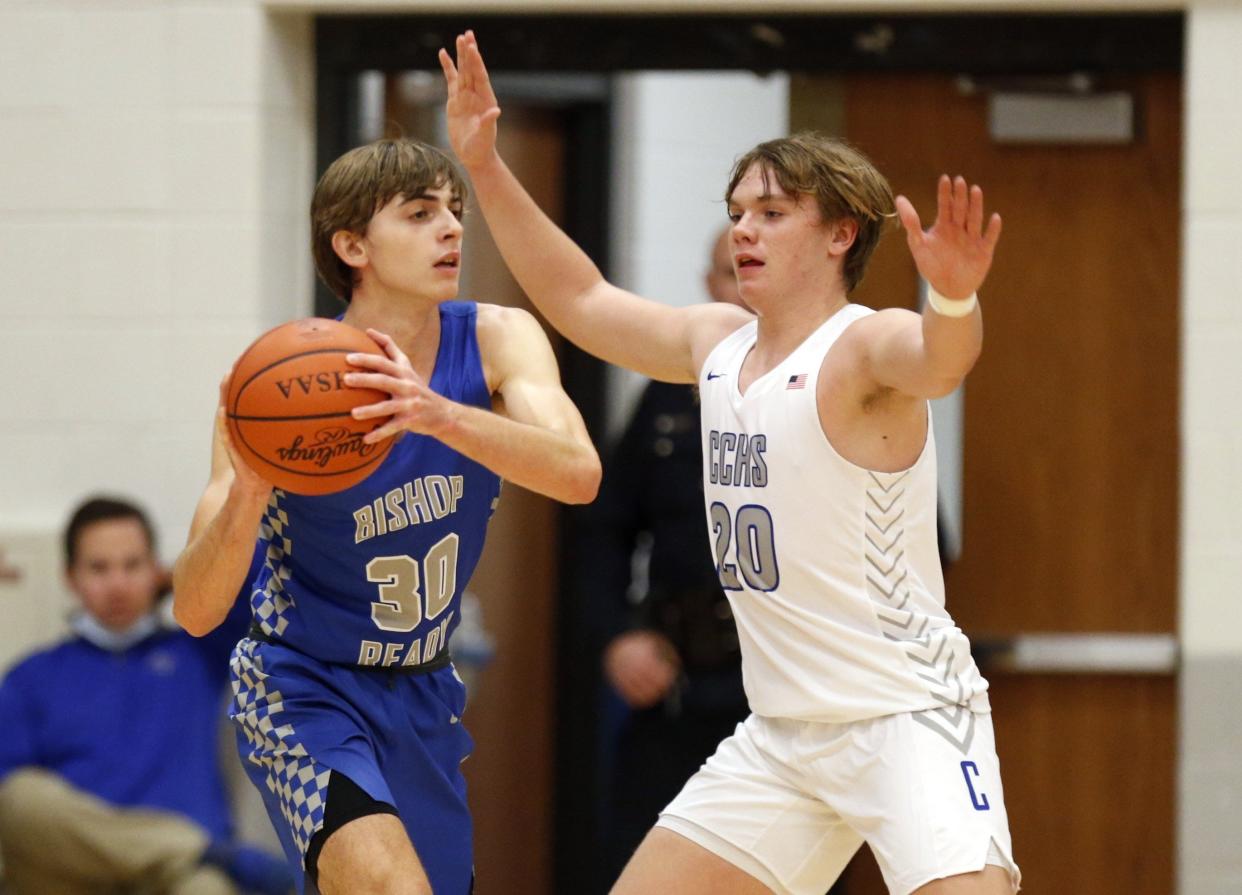 Ready senior guard Troy Hixson (left) works against Central Crossing's Luke White earlier this season. Hixson is one of the top outside shooters for the Silver Knights, who were 12-3 before playing KIPP Columbus on Jan. 29.