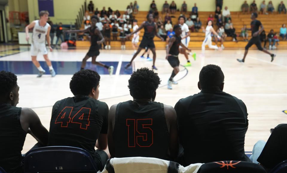 Cardinal Newman's basketball team faces John I. Leonard in West Palm Beach on Jan. 12, 2024.