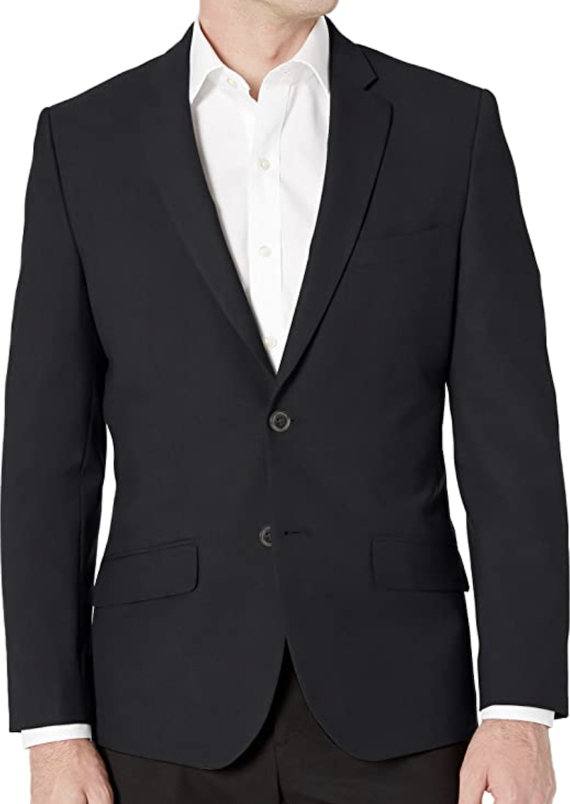 Long-Sleeve Button-Front Slim-Fit Stretch Blazer