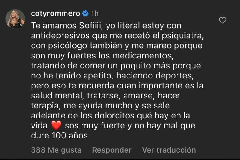 La respuesta de Coti Romero a Sofía Jujuy en Instagram