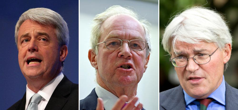 From left, Andrew Lansley, Peter Lilley and Andrew Mitchell.