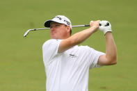 GREENSBORO, NC - AUGUST 20: Chad Campbell hits his second shot on the 17th hole during the final round of the Wyndham Championship at Sedgefield Country Club on August 20, 2012 in Greensboro, North Carolina. (Photo by Hunter Martin/Getty Images)