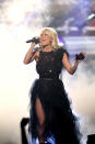 Carrie Underwood performs “Two Black Cadillacs” at the 40th Anniversary American Music Awards on Sunday, Nov. 18, 2012, in Los Angeles. (Photo by Matt Sayles/Invision/AP)