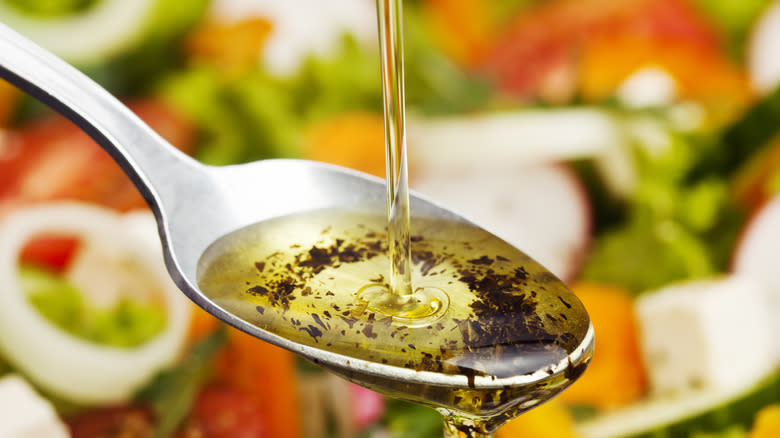 Olive oil on spoon