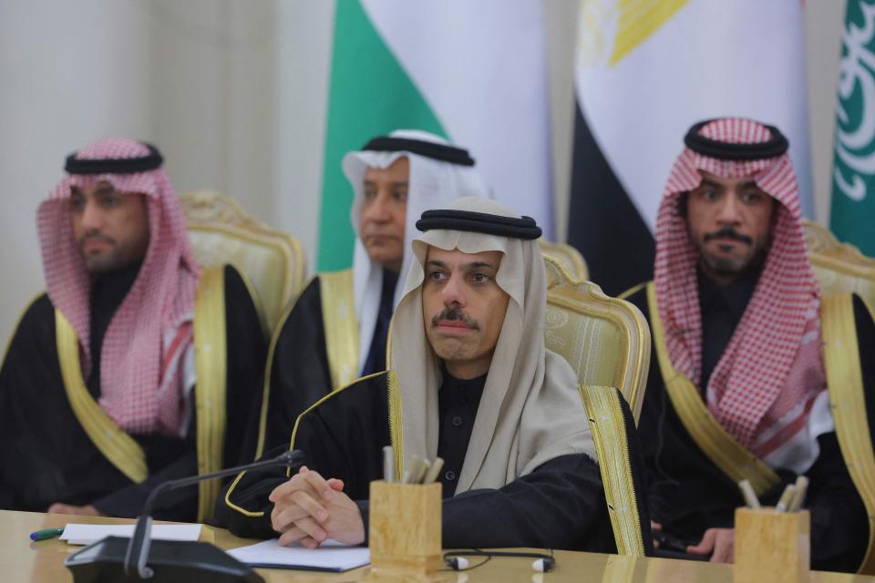 Saudi Arabia’s Foreign Minister Prince Faisal bin Farhan Al Saud attends a meeting hosted by Russia yesterday (POOL/AFP via Getty Images)