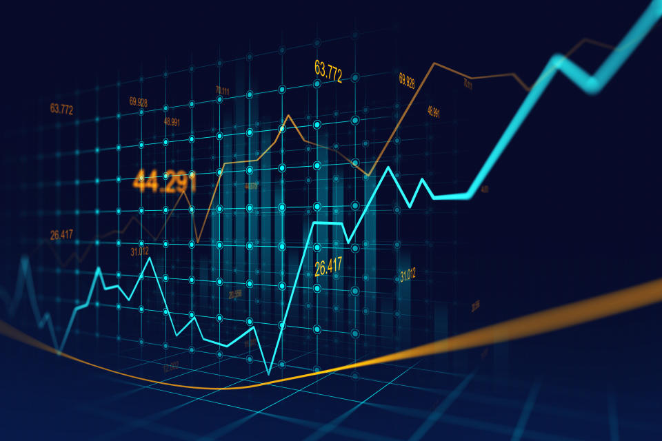 Stock market or forex trading graph in graphic concept suitable for financial investment or Economic trends business idea and all art work design. Abstract finance background