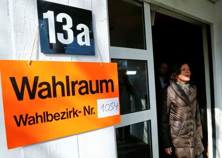 Rhineland-Palatinate federal state premier Malu Dreyer from the Social Democrats (SPD) leaves a polling station during regional elections in Trier Germany March 13, 2016. REUTERS/Ralph Orlowski