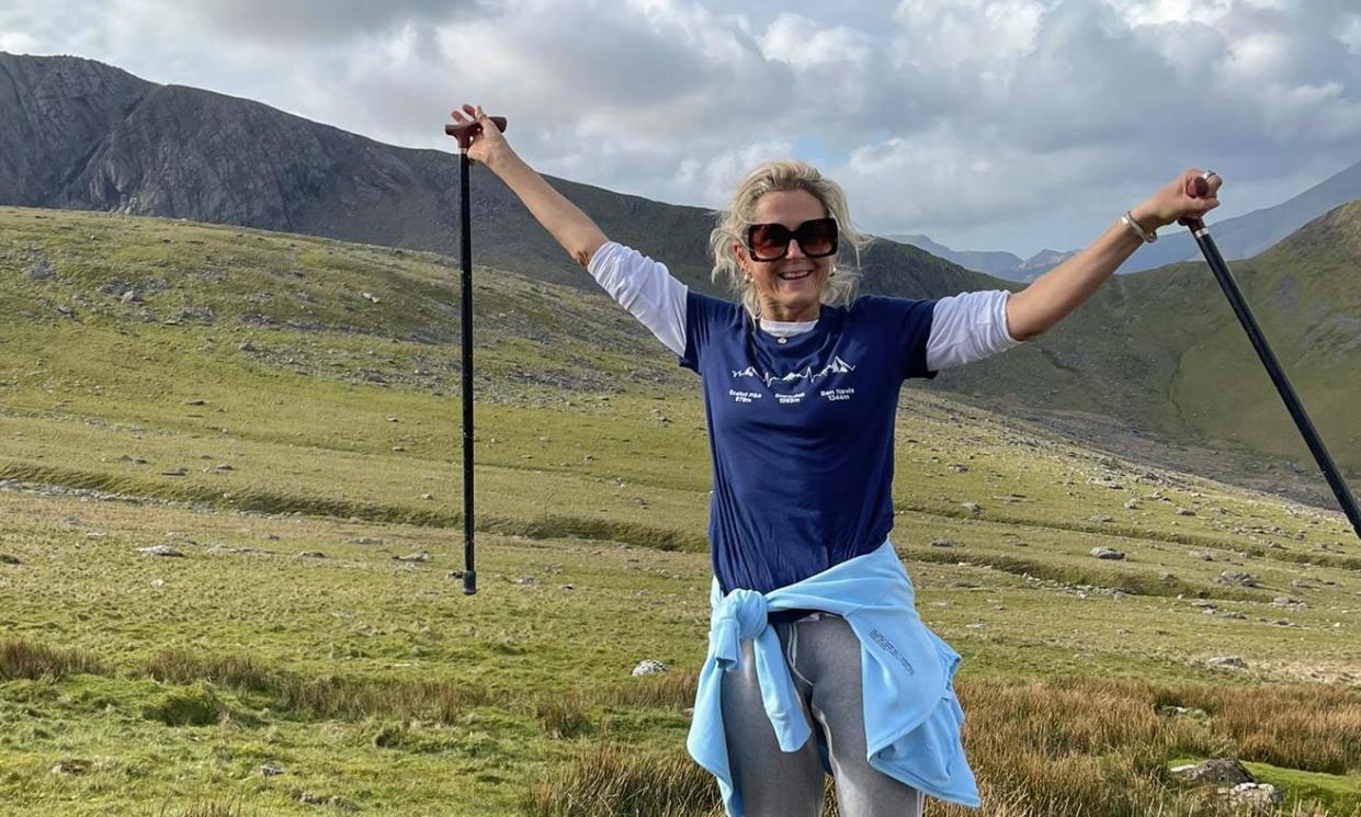 <span>An elated Martha Lane Fox on Mount Snowdon on Saturday. ‘It was much harder going down,’ she said.</span><span>Photograph: Supplied by Martha Lane Fox</span>