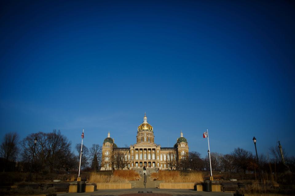 The Iowa State Capitol building is seen in early spring.