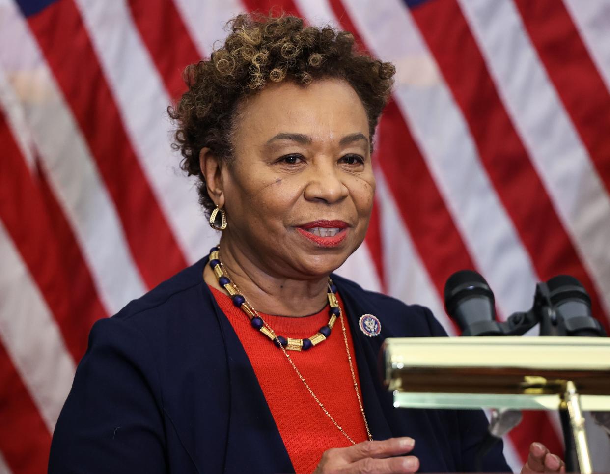 Mandatory Credit: Photo by Jemal Countess/UPI/Shutterstock (12819819x)
Rep. Barbara Lee (D-CA) speaks at a press briefing with speaker Nancy Pelosi to discuss her recent trip as part of a Congressional delegation that visited Israel, Germany and the United Kingdom at Capitol Hill in Washington DC on Wednesday, February 23, 2022.
House Speaker Nancy Pelosi Holds Press Briefing on Capitol Hill, Washington, District of Columbia, United States - 23 Feb 2022