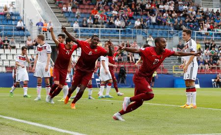 Football - Portugal v Germany - UEFA European Under 21 Championship - Czech Republic 2015 - Semi Final - Ander Stadium, Olomouc, Czech Republic - 27/6/15 Ricardo celebrates after scoring the second goal for Portugal Action Images via Reuters / Lee Smith Livepic