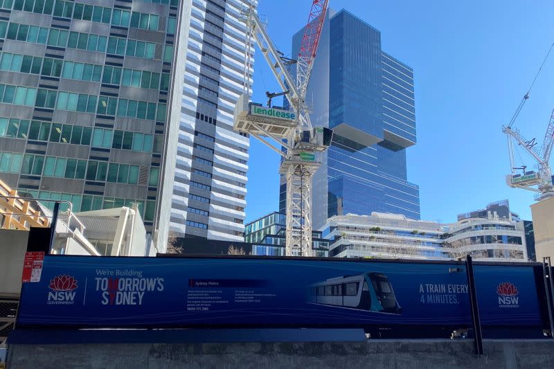 View of a construction site for a train station on the Sydney Metro