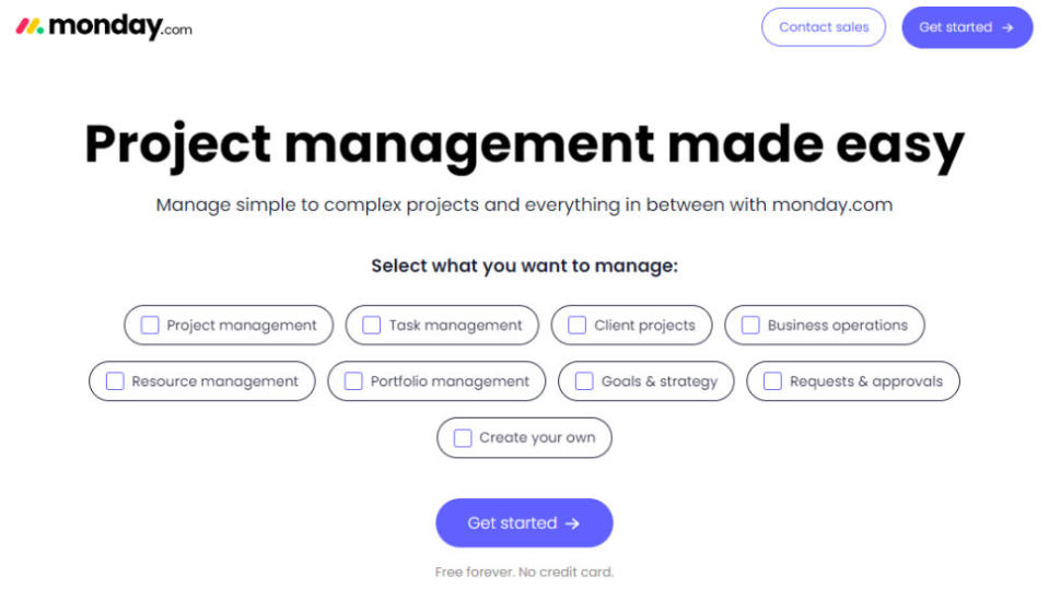 Website screenshot for Monday Work Management