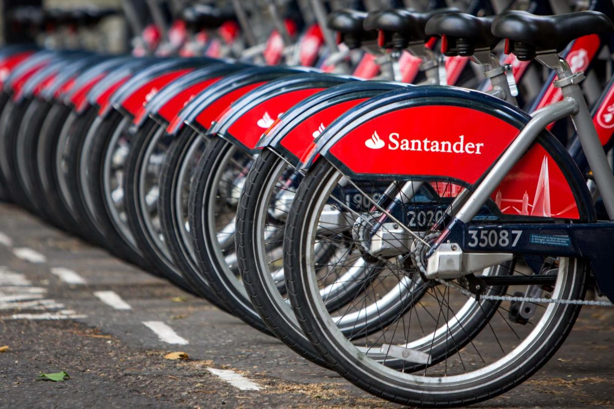 Santander Cycles are parked in their docking station in central London: Getty Images