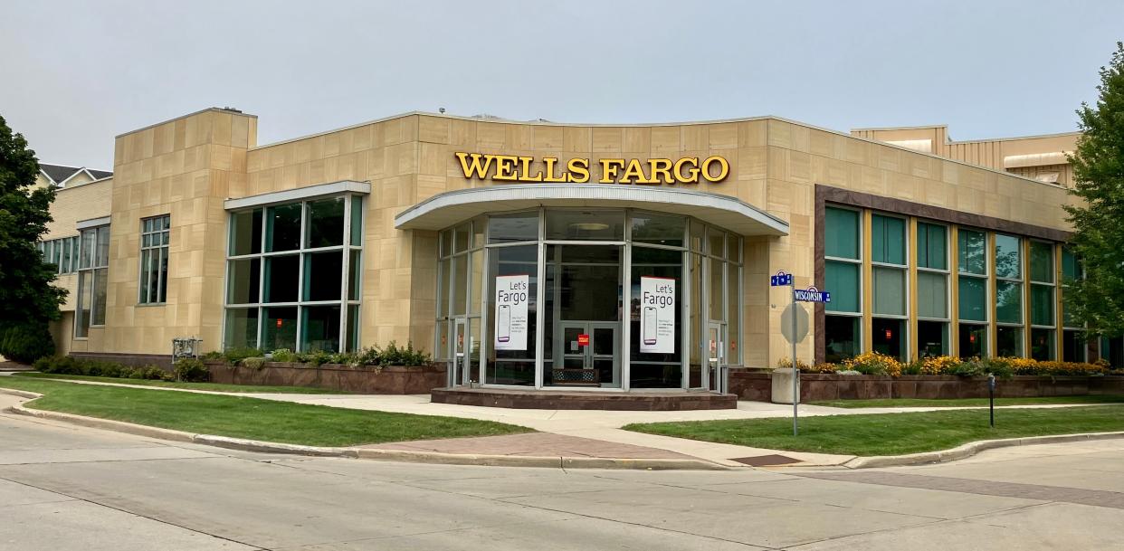 The exterior of the Wells Fargo branch on Wisconsin Avenue as seen, Thursday, August 24, 2023, in Sheboygan, Wis.