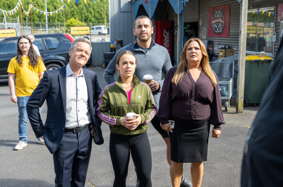 paul robinson, holly hoyland, andrew rodwell and terese willis in neighbours