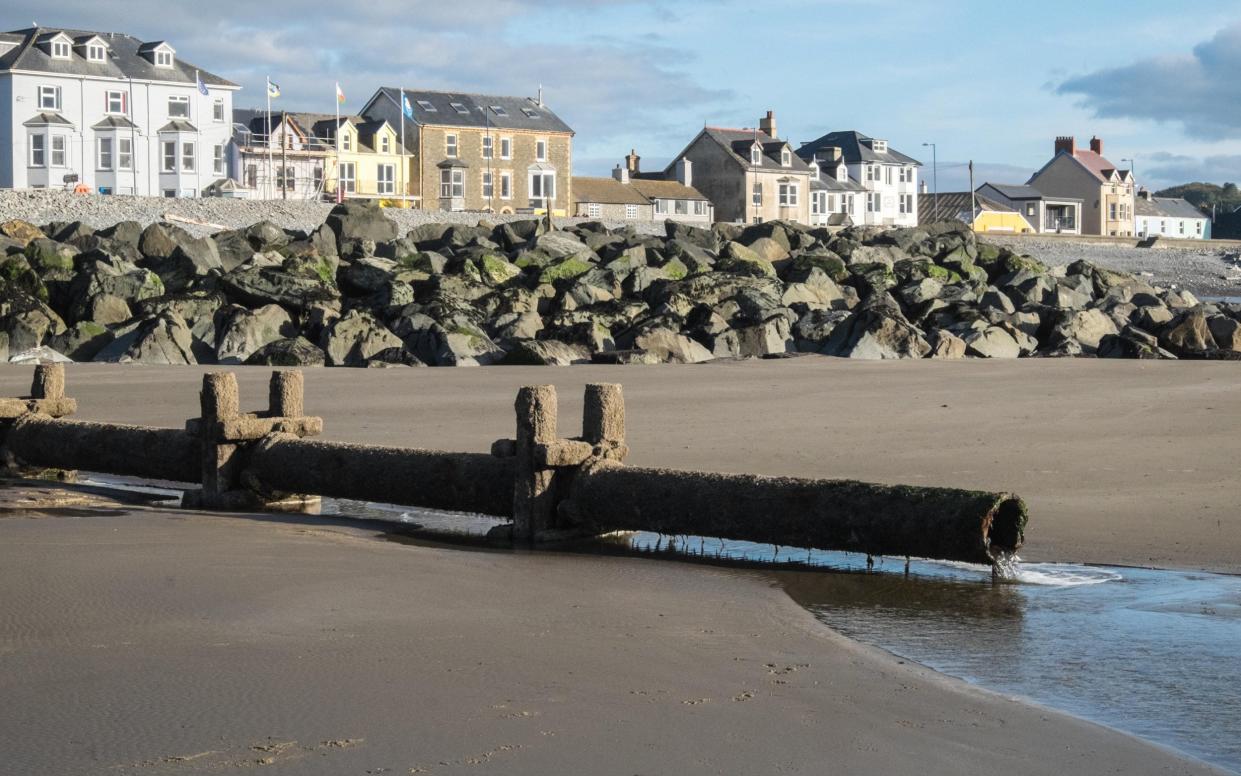 An overflow pipe at Borth Beach, west Wales