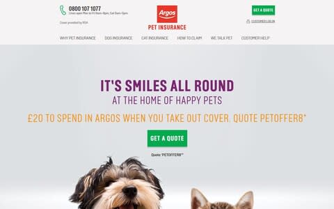 argos dog and cat insurance