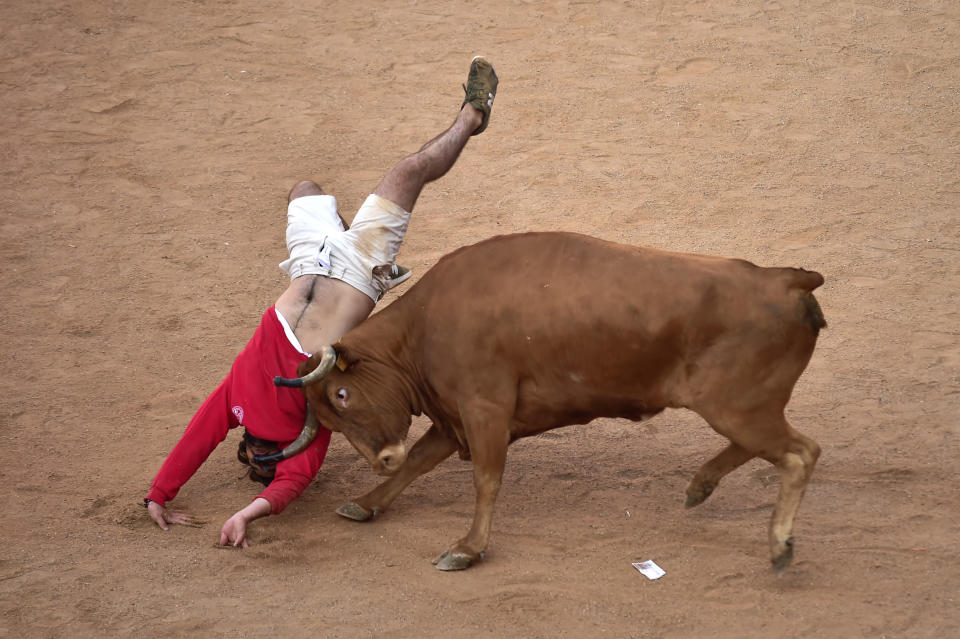 2018 San Fermin running of the bulls festival in Pamplona, Spain