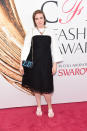 <p>Lena Dunham, who accompanied jewelry designer Irene Neuwirth to the award ceremony, accessorized her black and white look with fuzzy bunny heels Streetzies. Also, Irene Neuwirth jewelry. <i>(Photo: Getty Images)</i><br></p>