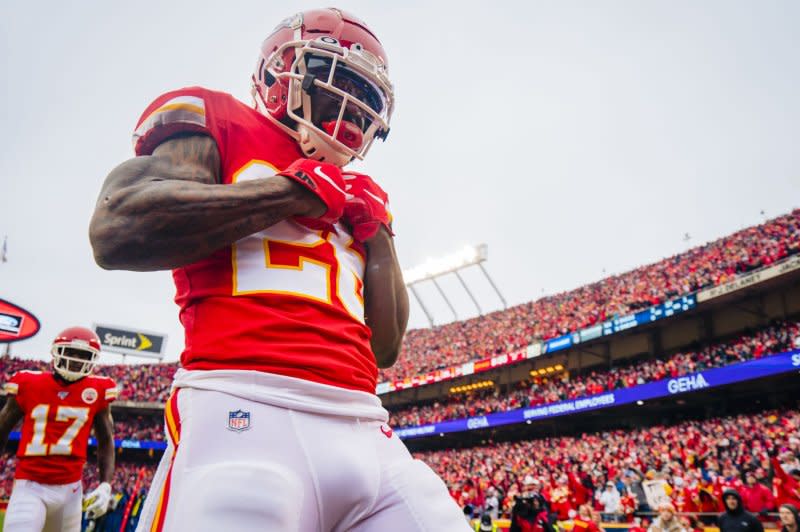 Running back Damien Williams spent two seasons with the Kansas City Chiefs. File Photo by Kyle Rivas/UPI