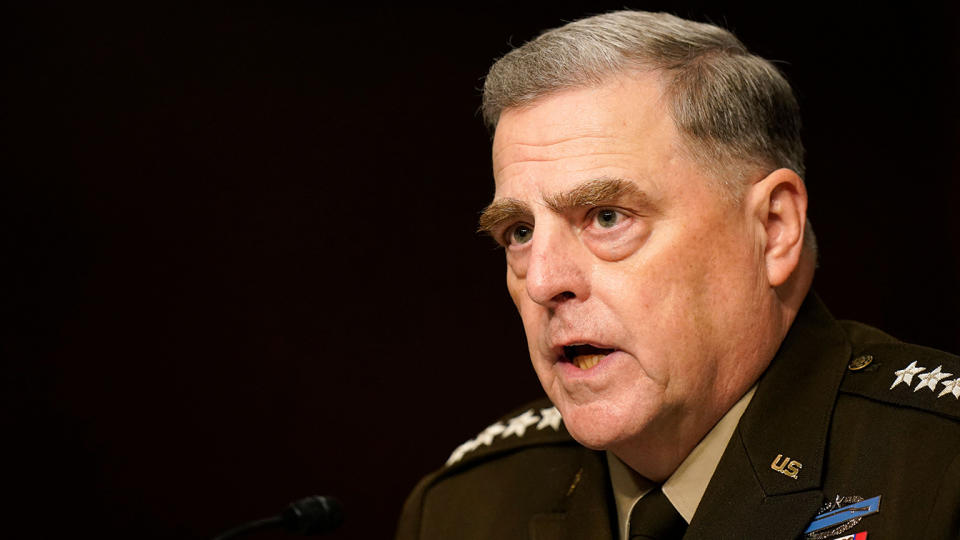 Gen. Mark Milley speaks during a Senate Armed Services Committee hearing on Capitol Hill Tuesday. (Photo by Patrick Semansky/POOL/AFP via Getty Images)