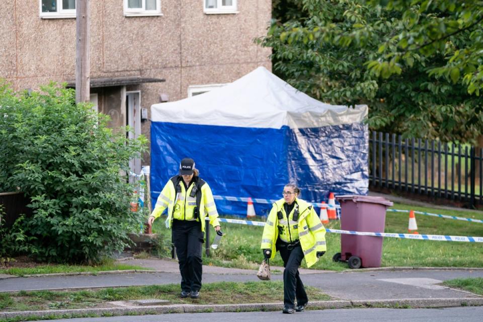 The crime scene in Chandos Crescent in in Killamarsh, Derbyshire, last September (PA)