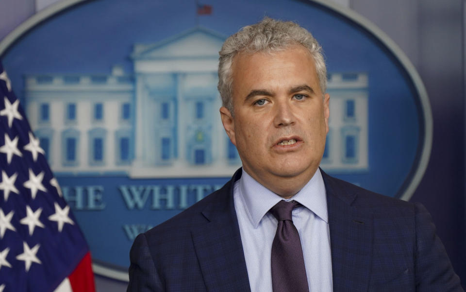 Jeff Zients, White House COVID-19 coordinator, speaks during a news conference at the White House on Tuesday, April 13, 2021. / Credit: Leigh Vogel/UPI/Bloomberg via Getty Images