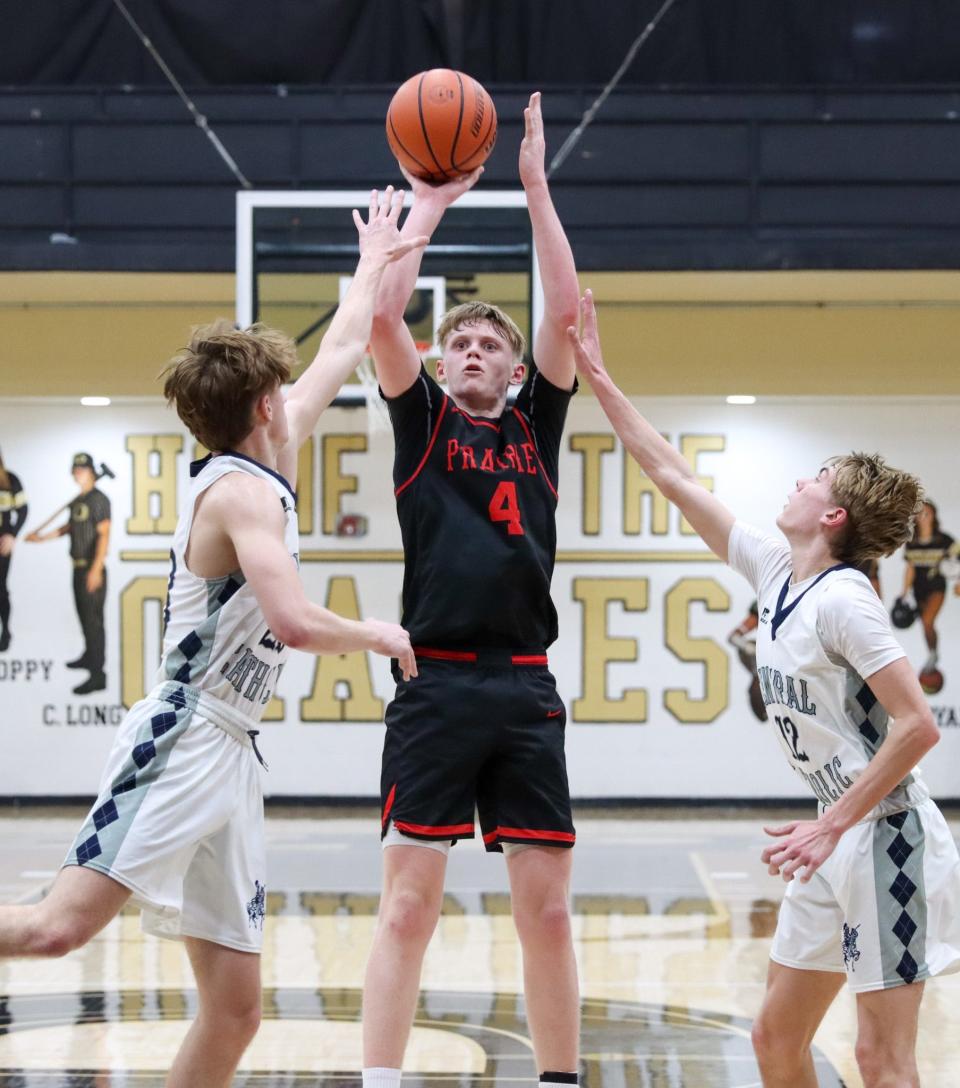 Jake McGraw pulls up for the jumper.