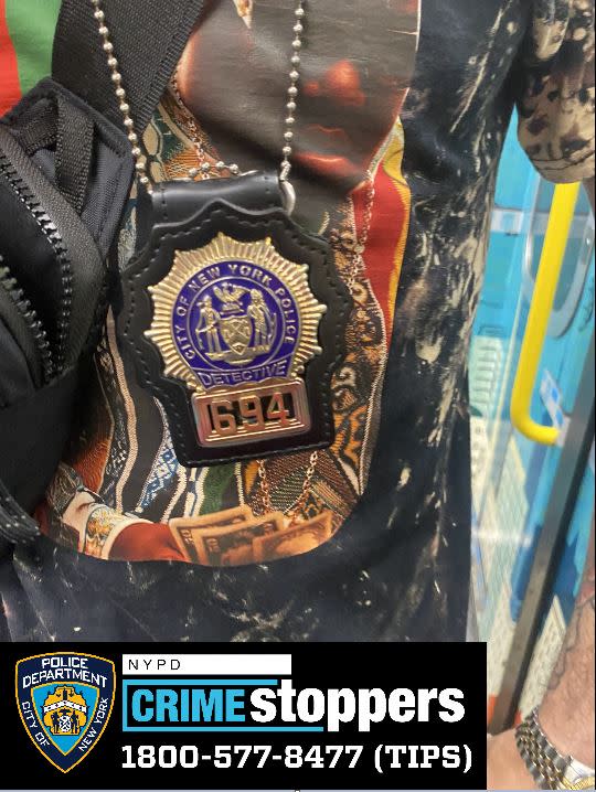 Police are searching for a man who allegedly impersonated an NYPD detective while assaulting a man inside a Manhattan subway station on Sunday, according to officials. (NYPD)