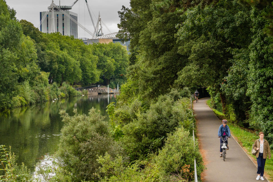 Traffic-free cycling and walking on the Taff Trail Cardiff (Jonathan Bewley/Sustrans/PA)