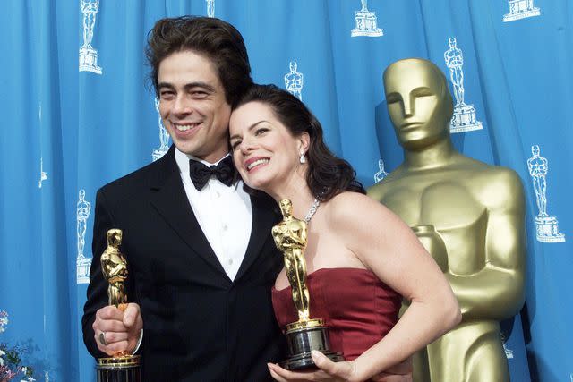 Ken Hively/Los Angeles Times via Getty Marcia Gay Harden with Benicio Del Toro at the 73rd Academy Awards in 2001.