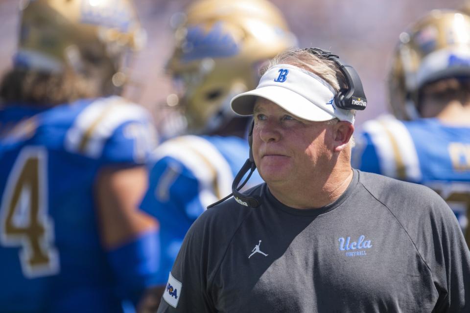 UCLA head coach Chip Kelly during an NCAA football game against Hawaii