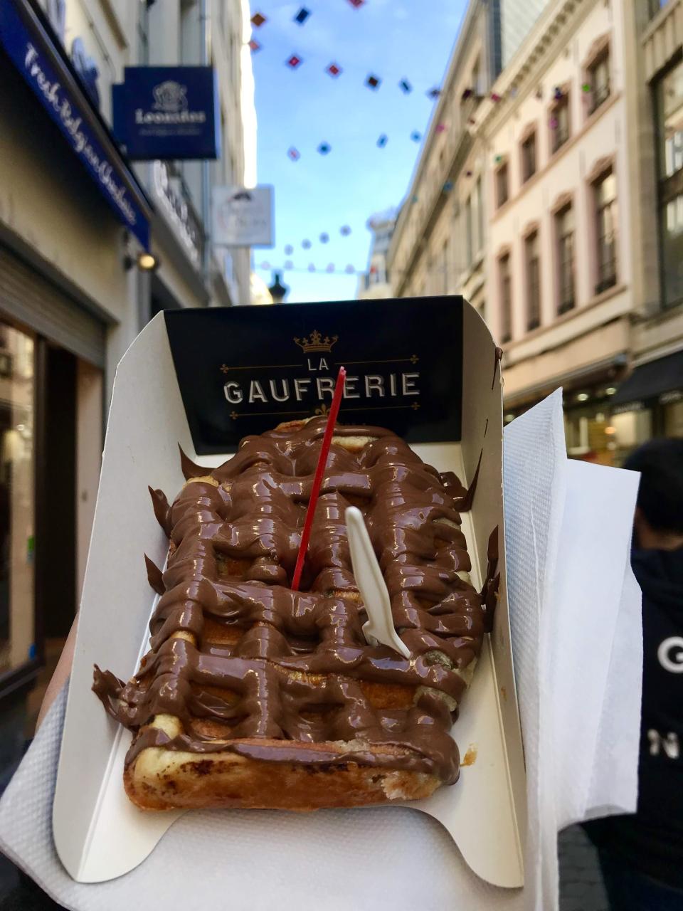 Belgium is obviously known for Belgian waffles, and some of the best can be found at little shops along your path. This is a Nutella Belgian waffle from La Gaufrerie in Brussels, Belgium, on Sept. 20, 2019. | Sarah Gambles, Deseret News