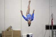 Joscelyn Roberson competes on the balance beam at the American Classic Saturday, April 27, 2024, in Katy, Texas. (AP Photo/David J. Phillip)