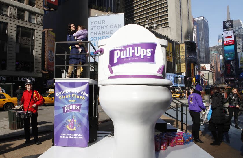 Pull-Ups® Brand helps make potty training fun and easy with a larger than life First Flush celebration in Times Square on January 29, 2013 in New York City. (Amy Sussman /AP Images for Kimberly Clark)