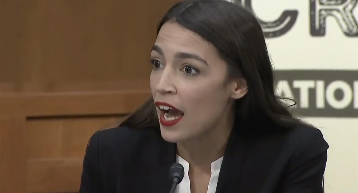 Representative-elect Alexandria Ocasio-Cortez, D-N.Y., speaks at the Hart Senate Office Building in Washington, D.C., on Dec. 3, 2018.